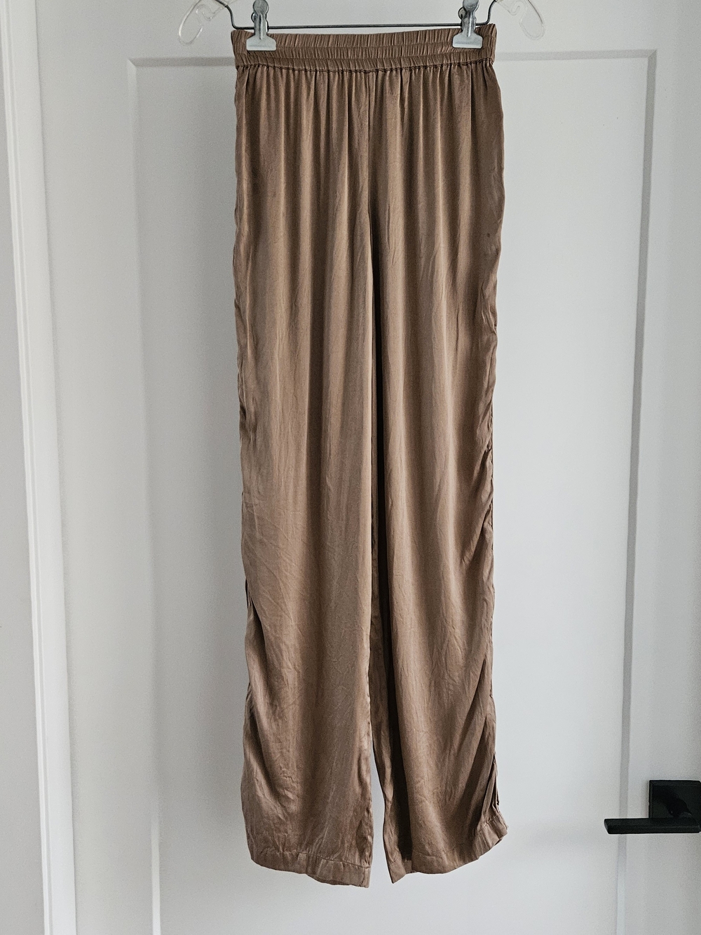 SKIMS Wide-Leg Silk Lounge Pants in Brown Sz XXS